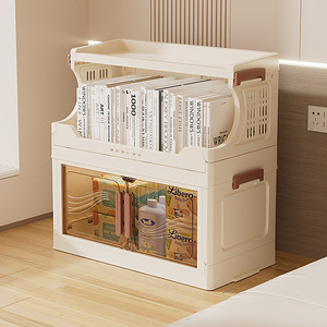 Estante de Almacenamiento Plegable y Apilable de Múltiples Niveles, Organizador Extraíble de Plástico PP, Caja para Aperitivos y Artículos Diversos con Puertas Magnéticas y Ruedas - Product Image 3