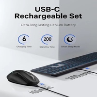 Combo de teclado y ratón inalámbricos con retroiluminación RGB, 100 teclas, conexión de doble modelo, conjunto de teclado y ratón para el hogar y la oficina, diseño en inglés.