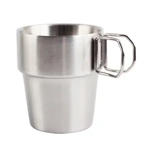 Stackable Coffee Cup Outdoor Camping Mug For Picnic BBQ Backpacking, Stainless Steel Cup
