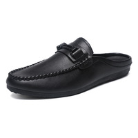 Mocasines Clásicos Europeos sin Talón, de Piel Sintética Suave, Cosidos a Mano, Transpirables, Estilo Casual para Caminar