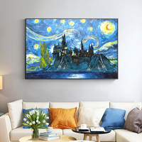 Reproduction de nuit étoilée de qualité muséale faite à la main célèbre paysage peinture à l'huile toile classique Vincent Van Gogh's 'Starry