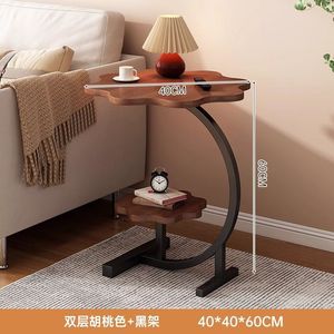 Mesa <span class=keywords><strong>de</strong></span> borde <span class=keywords><strong>de</strong></span> madera maciza con flores para hogar pequeño, mesa <span class=keywords><strong>de</strong></span> <span class=keywords><strong>centro</strong></span> <span class=keywords><strong>de</strong></span> doble capa, dormitorio, mesita <span class=keywords><strong>de</strong></span> noche móvil, mesa redonda pequeña - Product Image 6