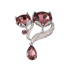 Blue Crystal Fox Brooch Animal Shape Zinc Alloy Bezel Setting Women's Party Fashion Lapel Pin - Product Image 5