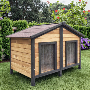 Großer Doppeldecker-Holz zwinger für Hunde Neues Haustier haus mit dekorativem Druck muster - Product Image 1