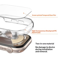 Pelindung Layar Kaca Temper Transparan Jernih dan Casing Pelindung PC Keras untuk Apple Watch Seri 10 42mm 46mm