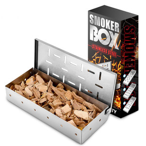 Charcoal Gas Grill Stainless Steel Smoker Box Cuboid Bbq Meat Smoker Box BBQ Wood Chips Barbecue Smoker Box