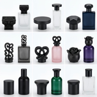 Fabricant de bouchons de parfum en zamac noir mat OEM/ODM, couvercle octogonal géométrique à étages pour bouteilles de vin et de parfum, anti-fuite