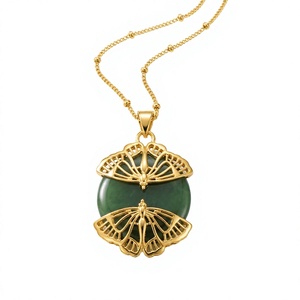 En stock, prix de gros, collier avec pendentif en argent sterling 925 et aventurine, élégant, pour mariage, fête, bijoux fins classiques, cadeau - Product Image 1