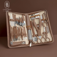 Set de 42 Piezas de Cortaúñas Longhui, Tijeras de Acero Inoxidable, Pinzas para Paroniquia, Limpiador de Oídos, Raspador de Pies, Kit de Manicura