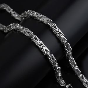 Bracelet chaîne en acier inoxydable et titane argenté en forme de V, collier de mode pour homme, design Byzantin - Product Image 3