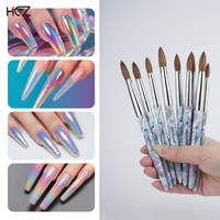 Fournisseur d'articles pour ongles : Ensemble de pinceaux à ongles en acrylique avec manche métallique, 100% poils de Kolinsky, tailles 6 à 22, pour extensions de salon