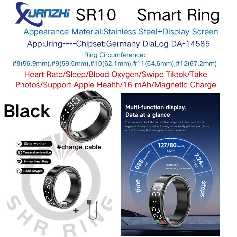 Black Xuanzhi-SR10-health-sleep-fitness-smart-screen-display