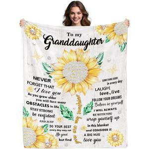 Sunflower Flannel Blanket <b>Throw</b> Blanket Nap Blanket Cozy Warm Super Soft <b>for</b> Bed Sofa <b>Couch</b> Custom Print Bulk Wholesale - Product Image 1