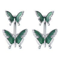 Anneaux de nombril en acier inoxydable hypoallergénique en gros, anneaux de nombril sexy à paillettes papillon pour femmes, plage d'été