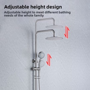 <span class=keywords><strong>Barre</strong></span> <span class=keywords><strong>de</strong></span> <span class=keywords><strong>douche</strong></span> coulissante en acier inoxydable brossé avec pommeau <span class=keywords><strong>de</strong></span> <span class=keywords><strong>douche</strong></span> en céramique, mitigeur monocommande, bec allongé, design moderne et épuré, fixation murale, effet pluie - Product Image 5