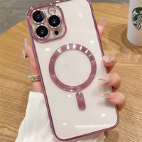 Casing ponsel transparan tahan guncangan, casing ponsel lapis elektro TPU magnetik tahan guncangan dengan pelindung lensa kamera untuk iPhone X 11 12 13 14 15 16 Pro Max
