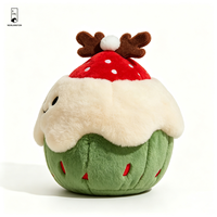 Coussin en peluche de Noël en forme de cupcake, brodé avec un visage qui cligne, coussin décoratif doux pour la maison, le canapé, ou comme cadeau de fêtes