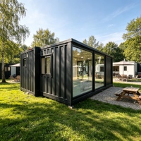 Maison conteneur pliable préfabriquée moderne 20FT, design module habitable respirant à double aile extensible, haut de gamme style Mid-Century