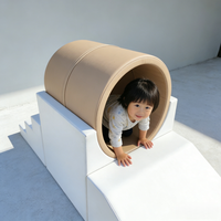 Équipement de jeu souple pour tout-petits, tunnel d'escalade et toboggan, ensemble intérieur/beau temps, couleur beige neutre, pour location de fêtes en extérieur, café pour enfants et aire de jeux
