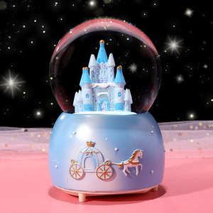 Fantasia creativa fiaba principessa castello sfera di cristallo scatola di <span class=keywords><strong>musica</strong></span> in resina artigianale palla di cristallo di neve - Product Image 5