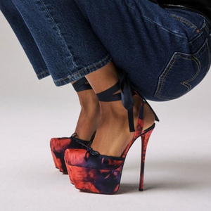 Sandales en soie uniques Stolettos - Chaussures de soirée à plateforme sexy 2025, talons fins à plateforme pour femmes - Product Image 6