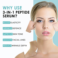 Sérum anti-âge 3-en-1 aux peptides OEM/ODM 60 ml, prévient les rides, répare et illumine la peau.