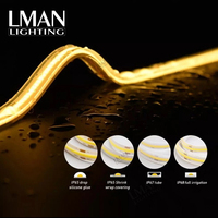 Bande lumineuse LED COB à haut lumen 480 LED 24V/12V flexible certifiée CE RoHS pour éclairage paysager avec température de couleur 3000K-6500K