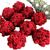 Arrangement de roses artificielles de 60 cm en soie rouge, moderne, de haute qualité, personnalisé, centre de table, décoration de boule de fleurs pour mariage