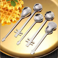 Cuchara Creativa de Acero Inoxidable 304 con Forma de Instrumento Musical, Agitador de Café Único con Forma de Guitarra y Violín, Cucharas para Postre y Pastel para Bares Musicales