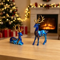 Ensemble de figurines de rennes en plastique, statue de cerf de Noël, sculpture animale pour la décoration de salon et de maison