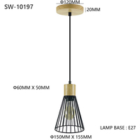 Lámpara Colgante LED de Madera para Mesa de Comedor, 220V, Estilo Nórdico Moderno, Lámpara de Techo Artística con Jaula de Hierro para Interiores