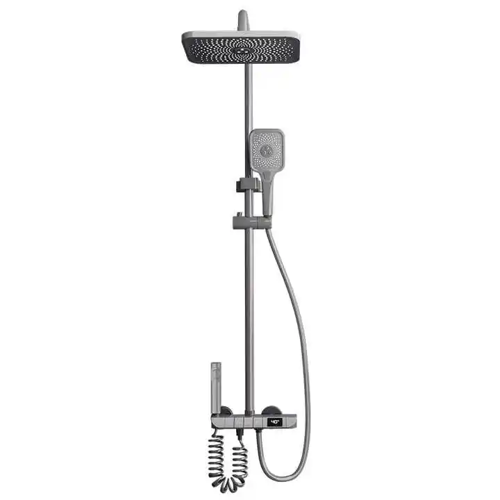 Dikalan 2023 new Gun Grey Keypad Piano Push button press key flat digital display bath shower set faucet system