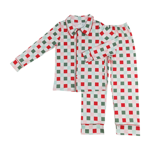 NO Tariffs Contact Us GLP1353 RTS Boutique Vestuário Mulheres Natal Xadrez Botão Calças de Manga Comprida 2025 Pijamas para Mulheres Set - Product Image 1