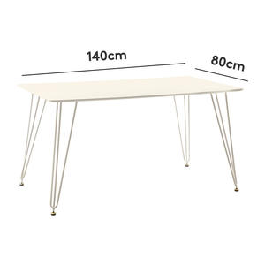 Mesa de comedor rectangular blanca moderna con estructura estable de hierro y MDF para comedor - Product Image 5