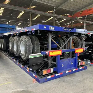 Hochwertiger Container Transport flachbett-Halbwerkwagen gebraucht 3-Achsen-Flatbett-Halbwerkwagen mit niedrigem Preis