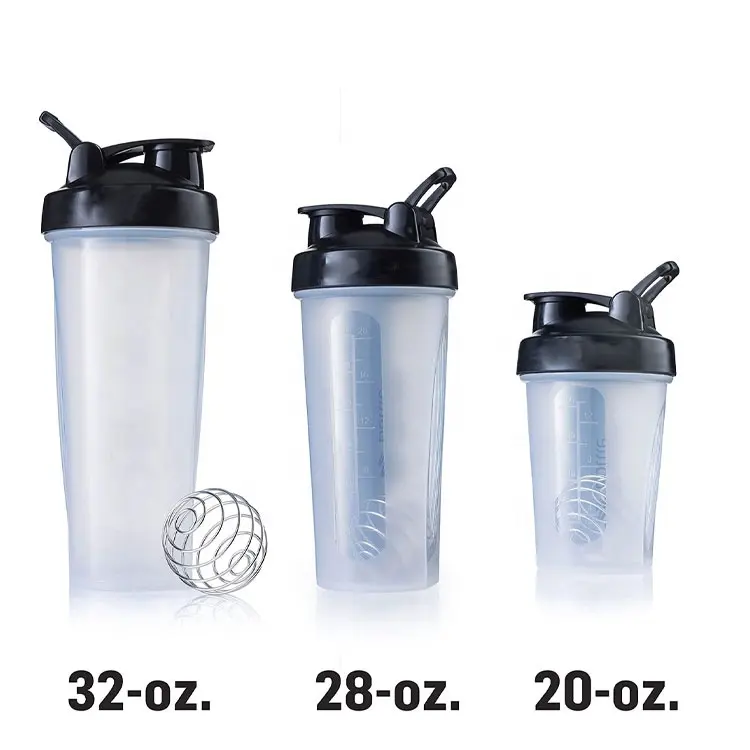 OEM Label Wholesale Sports outdoor portable Drinking Water Plastic gym Shake bottle shaker cups