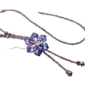 Collar de Flores de Cristal Morado con Borla, Accesorio de Uso Diario para Mujer - Product Image 5