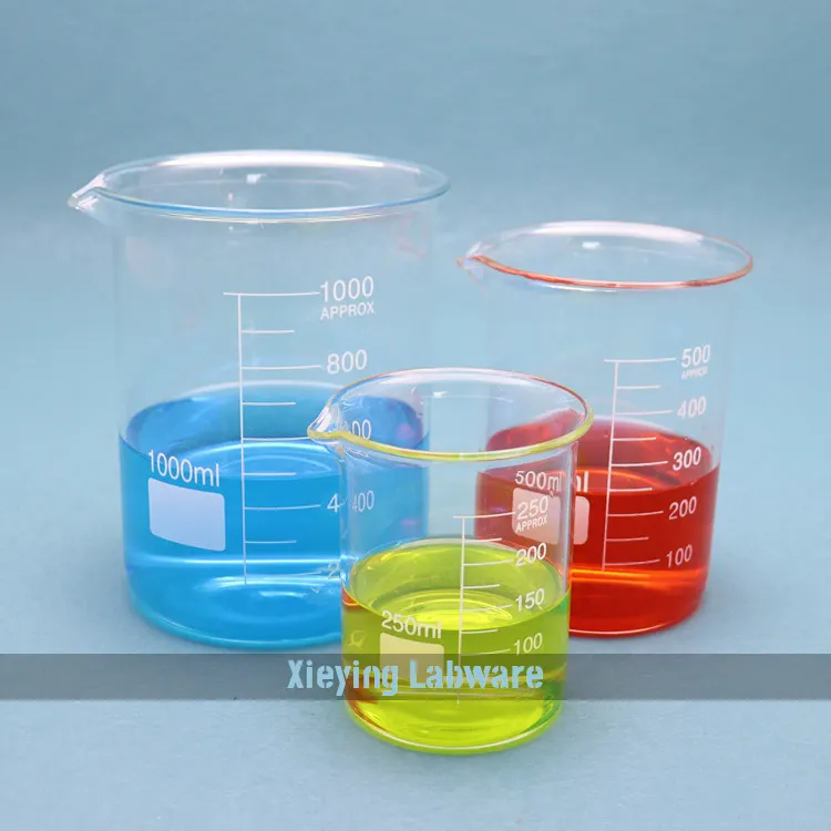 Vaso de vidrio Pyrex de borosilicato, 5ml-10000ml, de baja forma, de alta resistencia, con graduación y boquilla