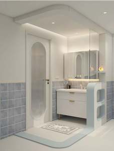 Meuble-lavabo de salle de bain en bois massif multicouche, style méditerranéen, frais et classique, imperméable et résistant à l'humidité - Product Image 6