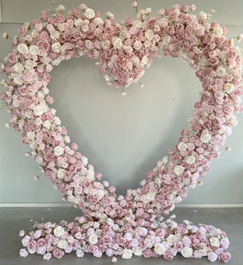 8フィート ハート形 アーチスタイル バラの花 背景幕 屋外ウェディングイベント フローラルアレンジメント メタル素材 パーティー用 - Product Image 3