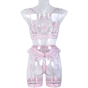 <span class=keywords><strong>Lingerie</strong></span> Sexy <span class=keywords><strong>Bondage</strong></span>, Intimo Erotico, Reggiseno Aperto con Ricamo Floreale, Reggicalze con Bordo in Pizzo, <span class=keywords><strong>Lingerie</strong></span> Sexy con Apertura all'Inguine - Product Image 6