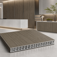 Panneau en aluminium nid d'abeille gris imitation bois, léger, écologique et résistant au feu, pour une utilisation décorative intérieure