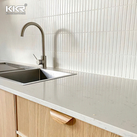 Dalle de marbre en pierre artificielle à surface solide en acrylique modifié blanc pur, comptoir de cuisine moderne, certifié ISO9001, garantie 5 ans