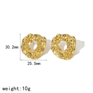 European American Instagram Style <b>Titanium</b> Steel <b>Stud</b> Earrings Geometric Circular Ring Design 18k Gold Stainless Steel Fashion - Product Image 4