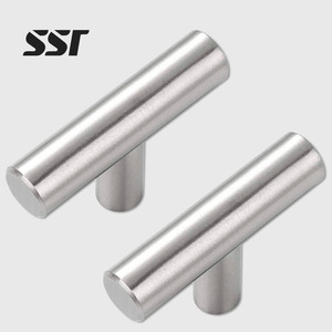 Tiradores de armario de 2 pulgadas de acero inoxidable plateado, manijas de barra redondas modernas en forma de T para cocina y tocador, tiradores de cajón ajustables - Product Image 1