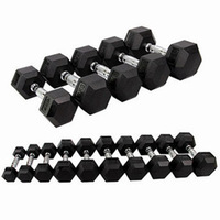 Reapbarbell Paire d'haltères noirs avec revêtement en caoutchouc plastique, disques hexagonaux en fonte pour fitness