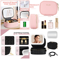 Trousse de Maquillage Portable MoonlitGlow à Marque Blanche avec Miroir LED, en Cuir PU, Rechargeable, Intensité Réglable, Faible MOQ, Prête à la Vente au Détail