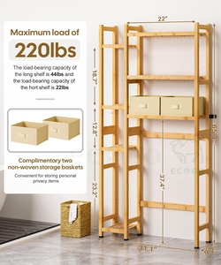 Bamboo Large Capacity Over the Toilet <strong>Storage</strong> <strong>Cabinet</strong> Above Toilet <strong>Bathroom</strong> Organizer with Toilet Paper Holder Stand - Product Image 2