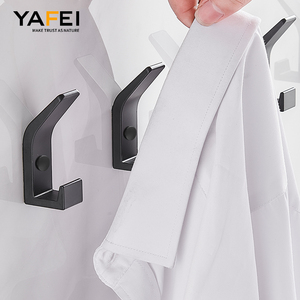 Self Adhesive Wall Black Robe <strong>Hook</strong> Space Aluminium Clothes Hangers Heavy Duty Coat Bathroom Toilet <strong>Towel</strong> <strong>Hook</strong> for Kitchen - Product Image 4
