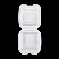 Boîte à lunch jetable en PP biodégradable SC-61, 6*6 pouces, compatible micro-ondes, sans BPA, sans PFAS, avec couvercle, 500 ml